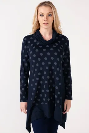 Hailey Cowl Neck Polka Dots Tunic