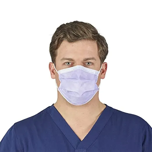 HALYARD FLUIDSHIELD 1 Disposable Procedure Mask w/SO Soft Lining and SO Soft Earloops, Lavender, 25868 (Box of 50)