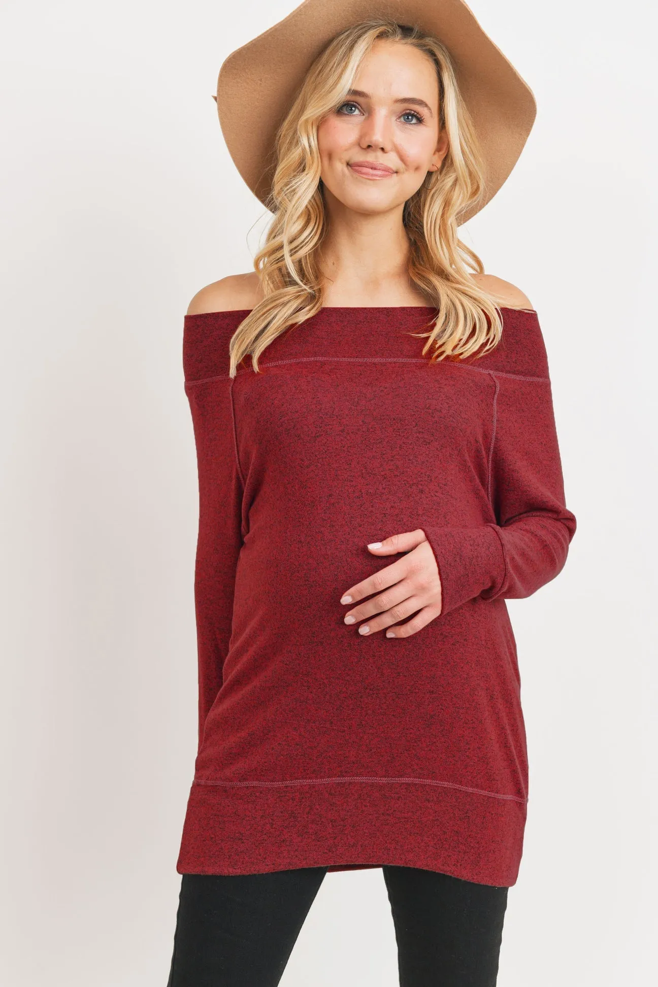 Hello Miz Rayon Rich Hacci Brushed Maternity Long Sleeve Tunic