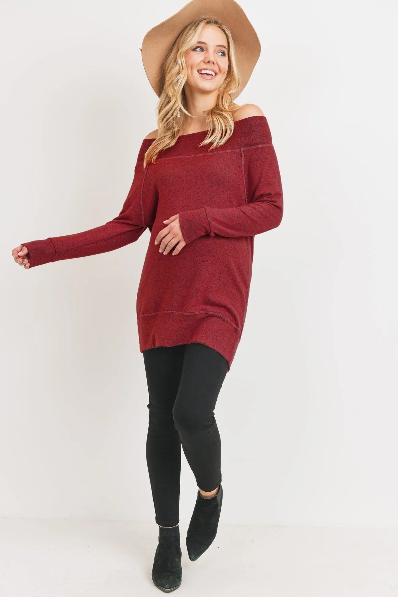 Hello Miz Rayon Rich Hacci Brushed Maternity Long Sleeve Tunic