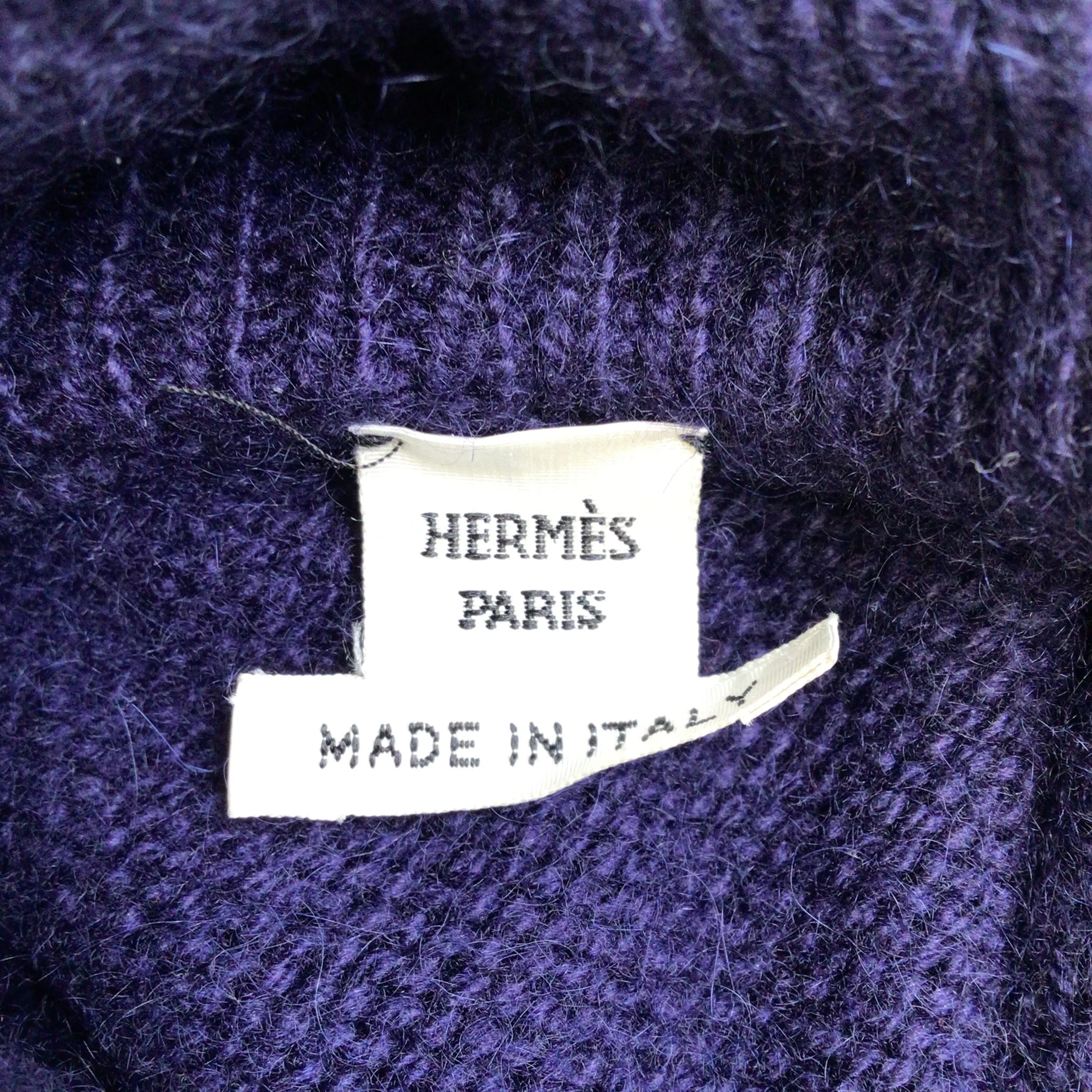 Hermes Navy Blue Long Sleeved Cashmere and Mohair Knit Turtleneck Sweater