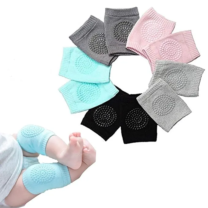 Importikaah Baby Knee Pads for Crawling, Anti-Slip Padded Stretchable Elastic Cotton Knee Cap Elbow Safety Protector (2 Pair)