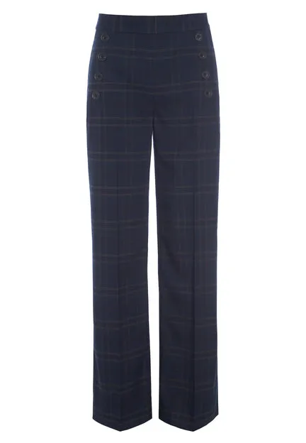 Ishina Navy Check Pants