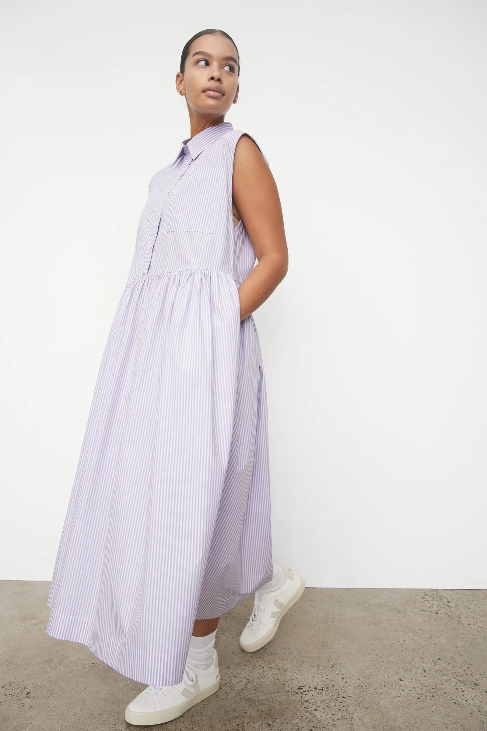 Jamie Dress - Lilac Stripe