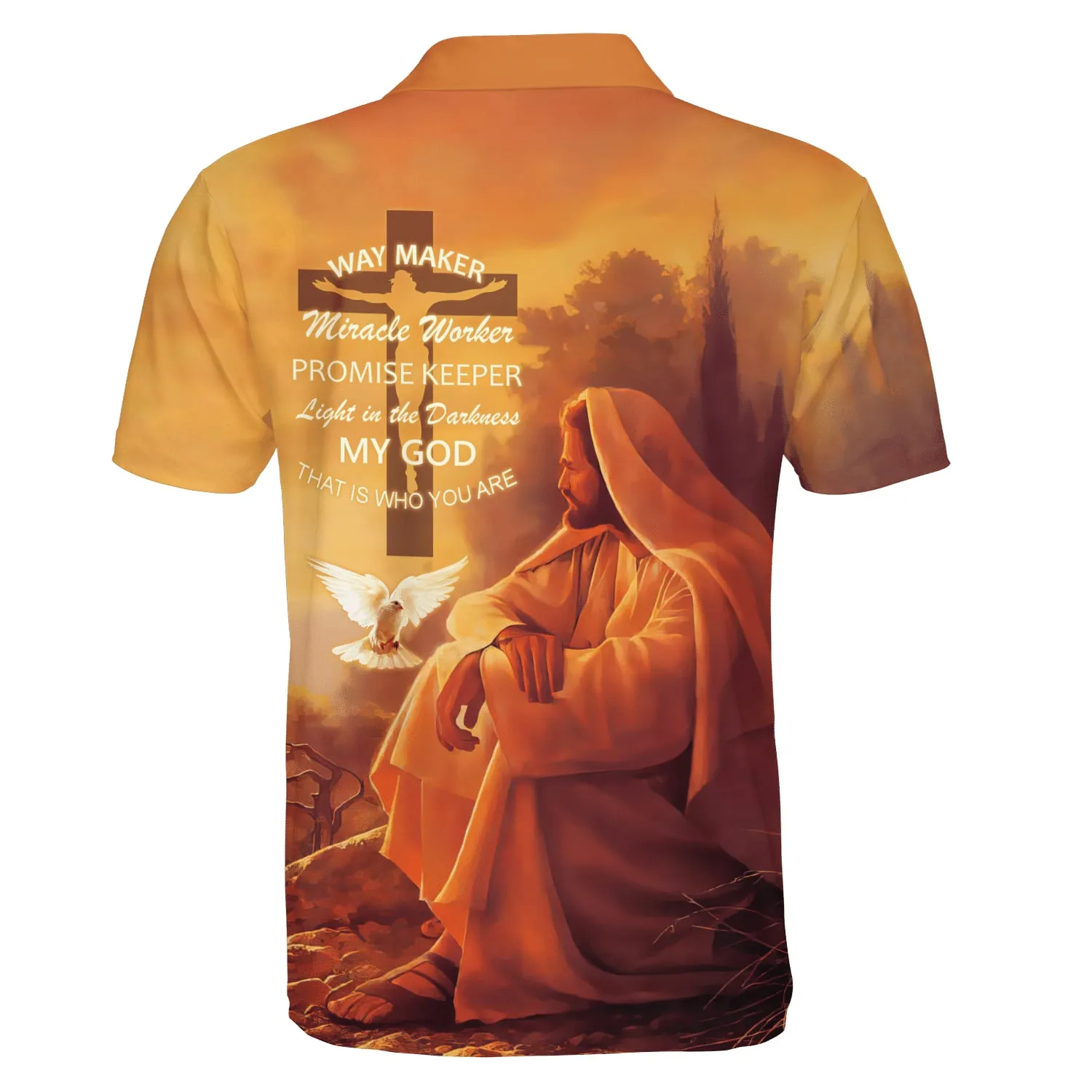 Jesus And Dove Way Maker Miracle Worker Promise Keeper Light Polo Shirt - Christian Shirts & Shorts