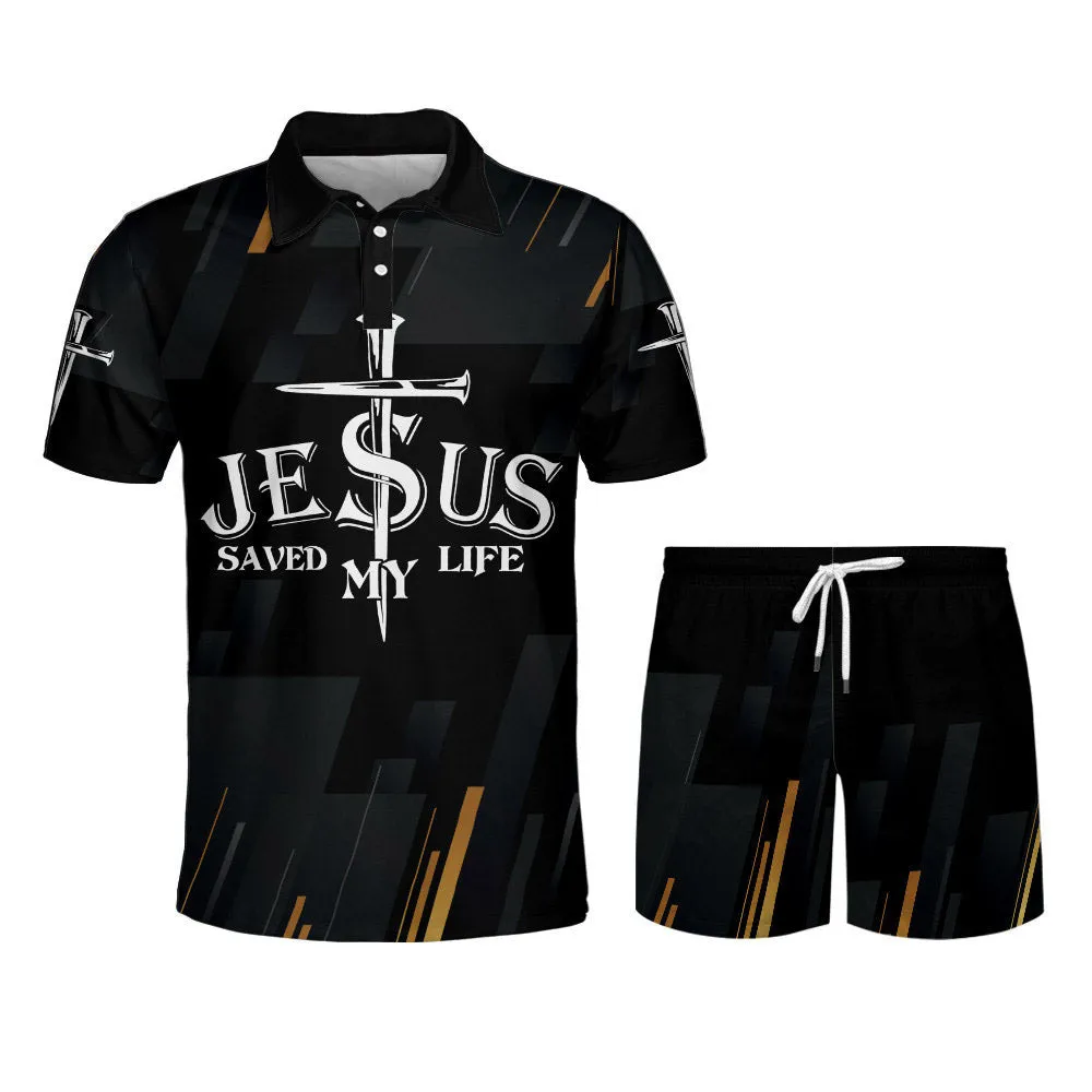 Jesus Saved My Life Cross Polo Shirt - Christian Shirts & Shorts