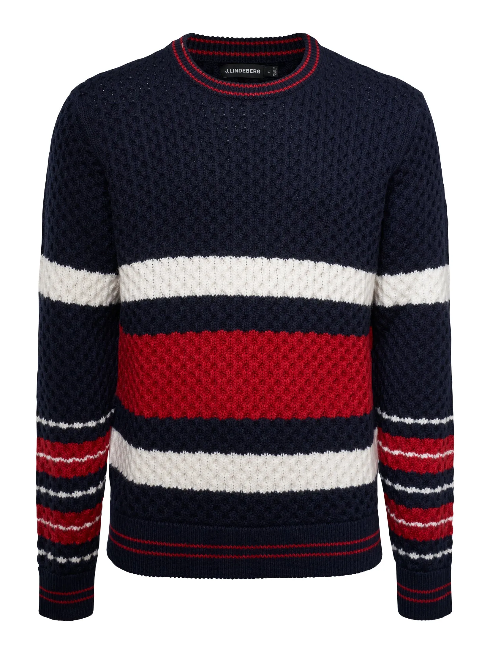 J.Lindeberg Mens Orion Color Block Crew Neck - JL NAVY