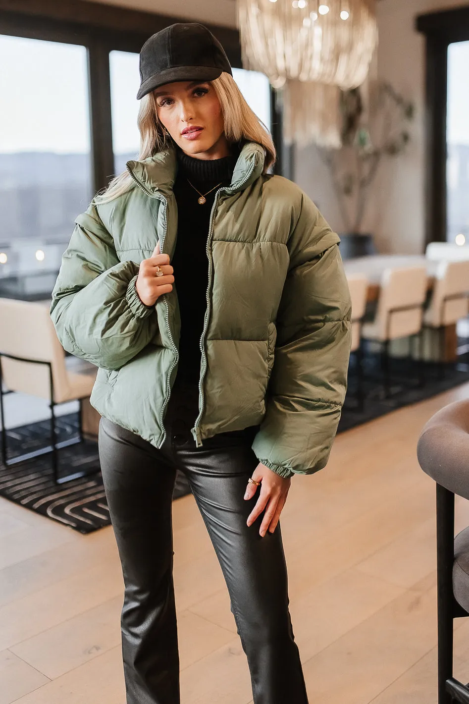 Kai Detachable Sleeve Jacket in Sage