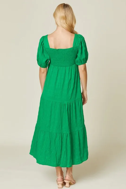 Kelly Green Tiered Maxi Dress