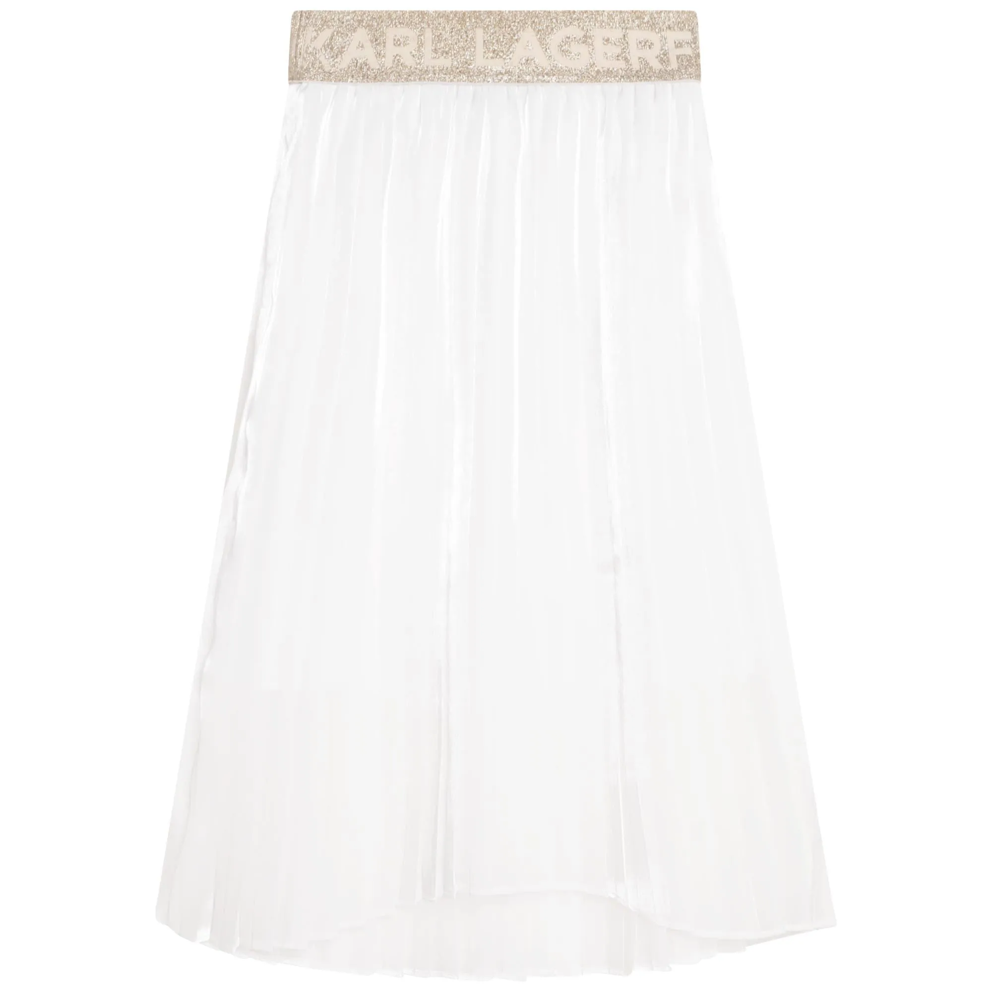 KL White Pleated Logo Skirt