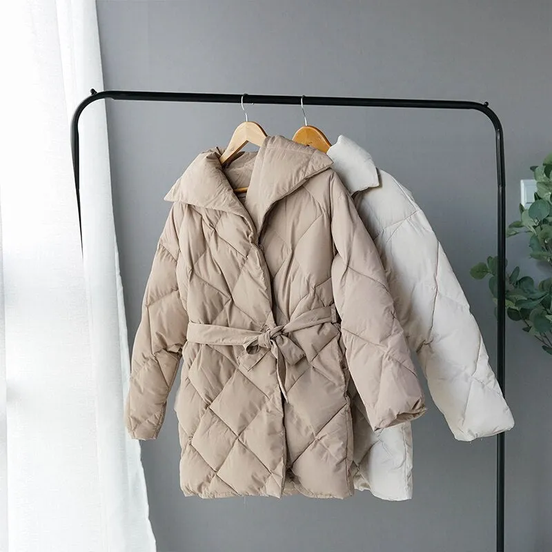 [Korean Style] Ginney Cotton-padded Belted Puffer Jacket