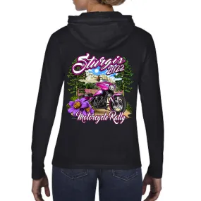 Ladies 2022 Sturgis Motorcycle Rally Pink Bike Long Sleeve Hoodie