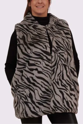 Leopard Print Soft Feel Fux Fur Hooded Gilet