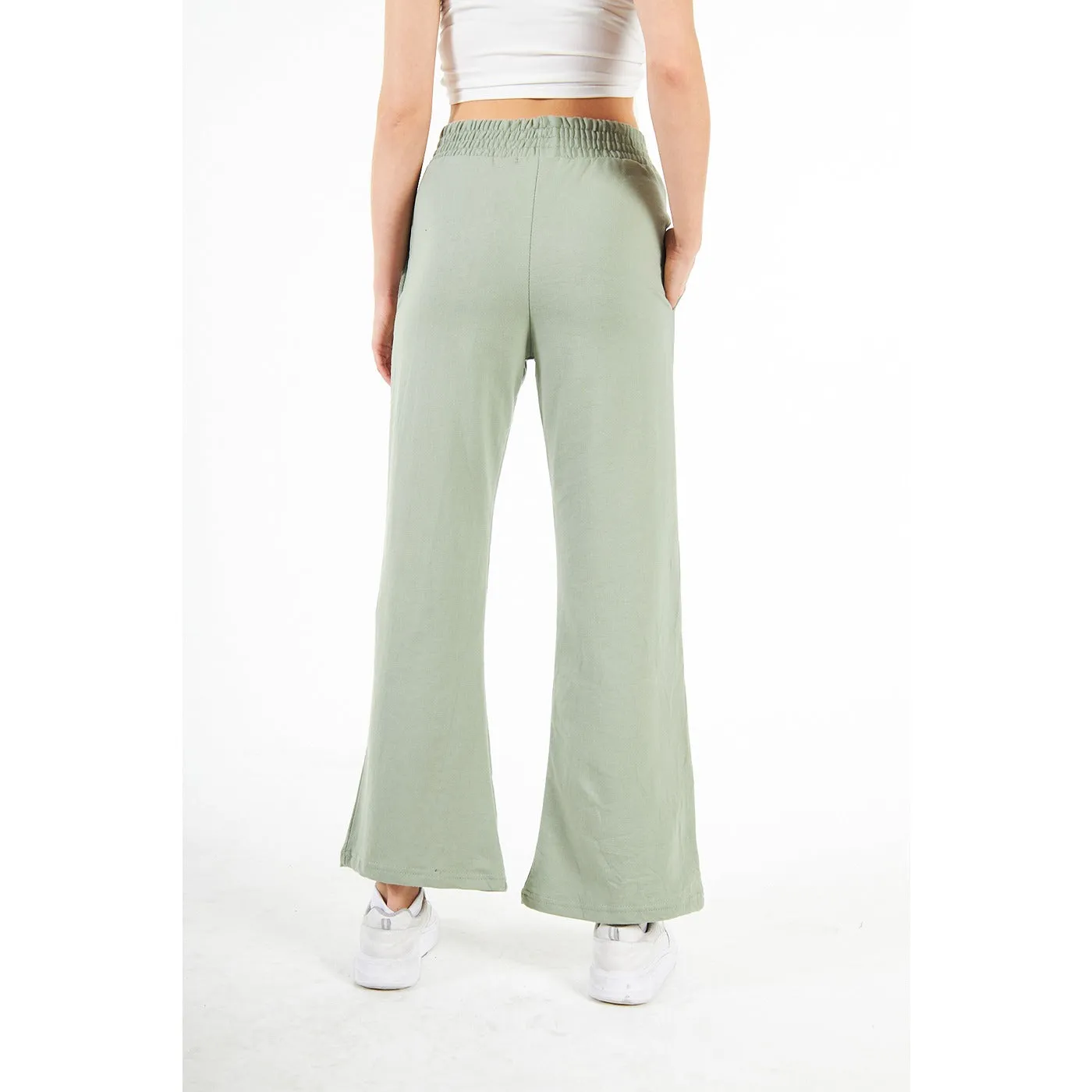 Light Green Wide Leg High Trousers