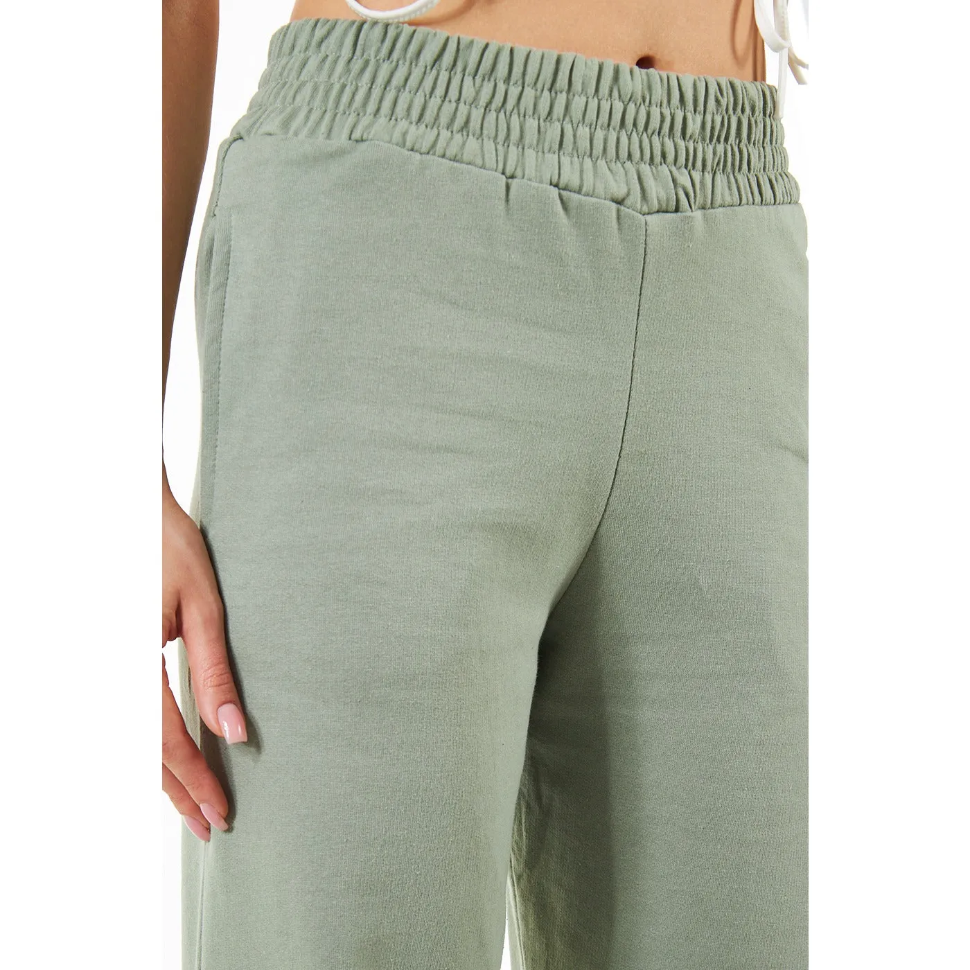 Light Green Wide Leg High Trousers