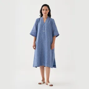 Linen Shift Dress for Women | Denim Blue