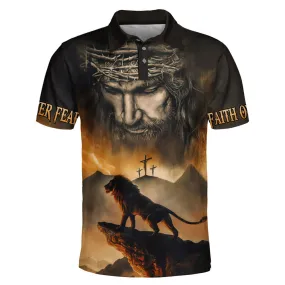 Lion And Jesus Christ Polo Shirt - Christian Shirts & Shorts