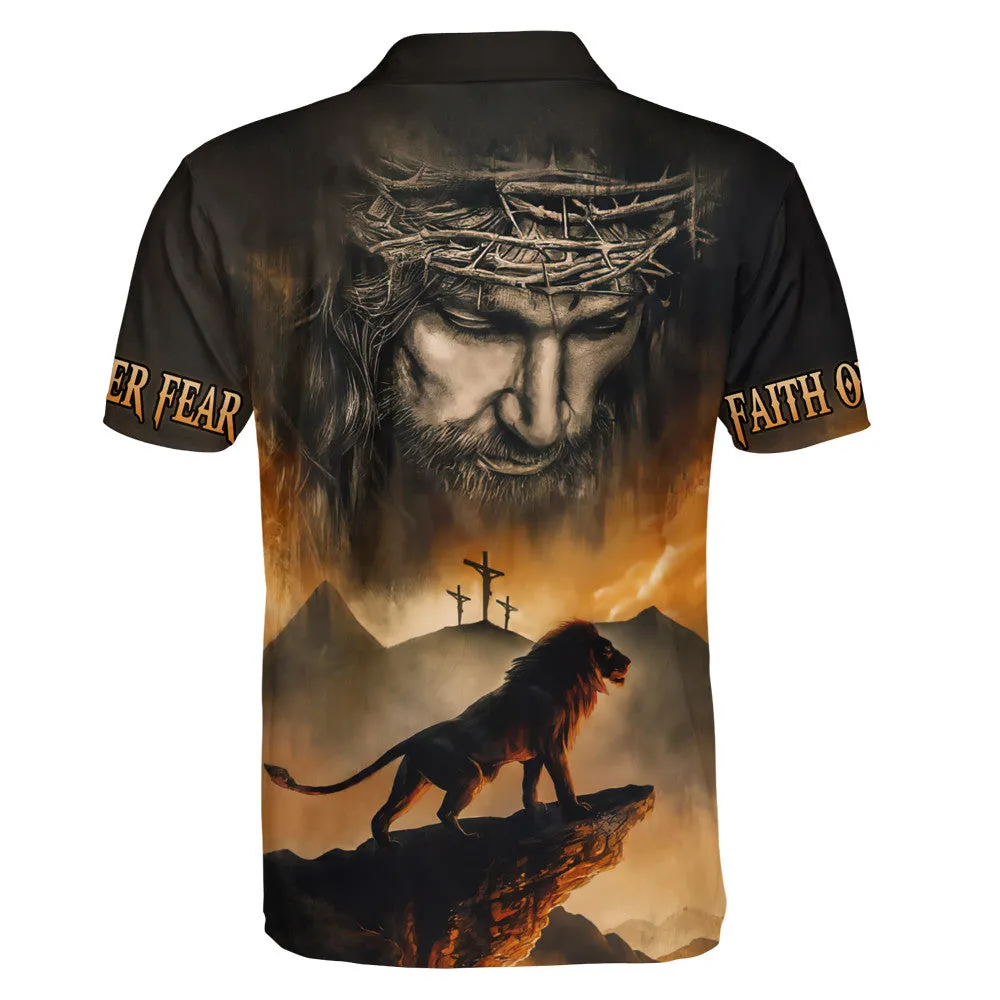 Lion And Jesus Christ Polo Shirt - Christian Shirts & Shorts