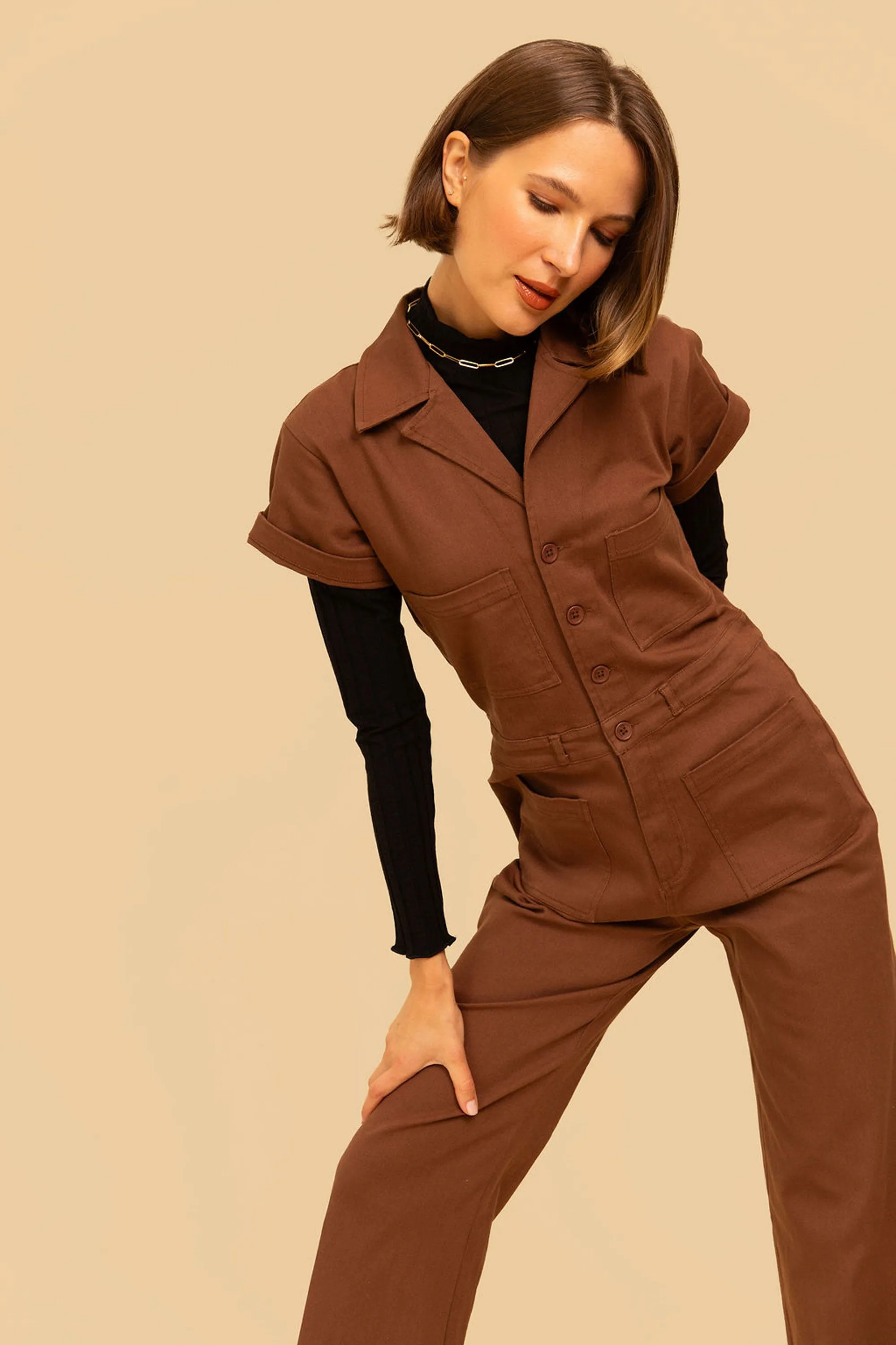 Logan Jumpsuit in Chocolate