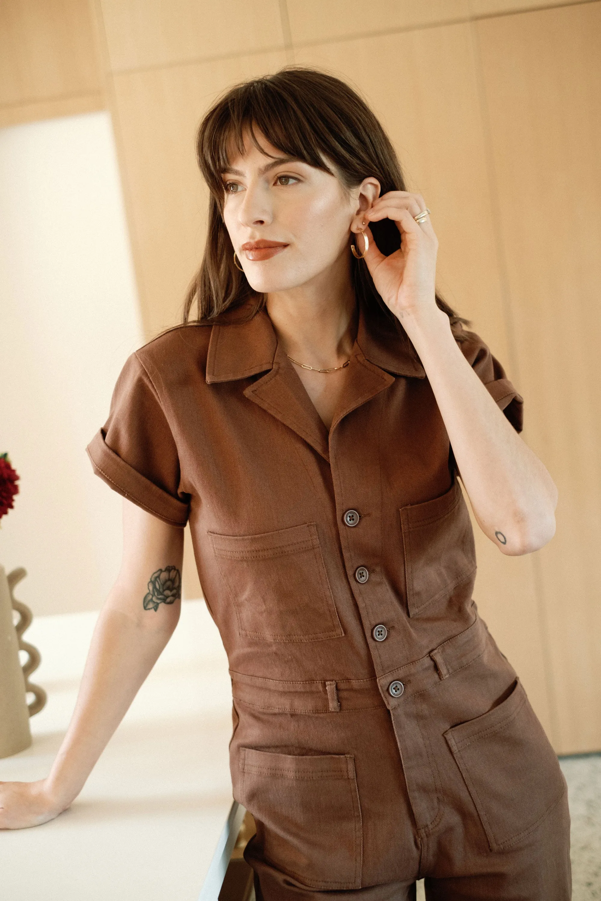 Logan Jumpsuit in Chocolate