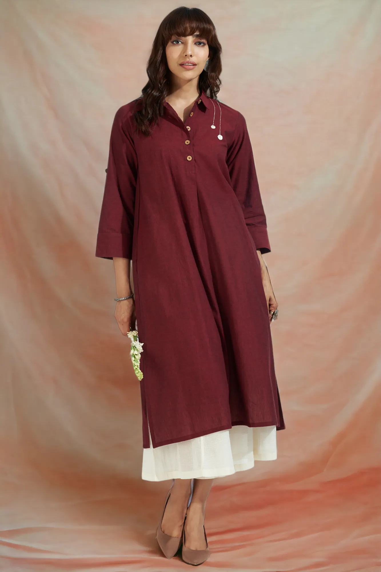 long shirt dress - burgundy bliss & french rose