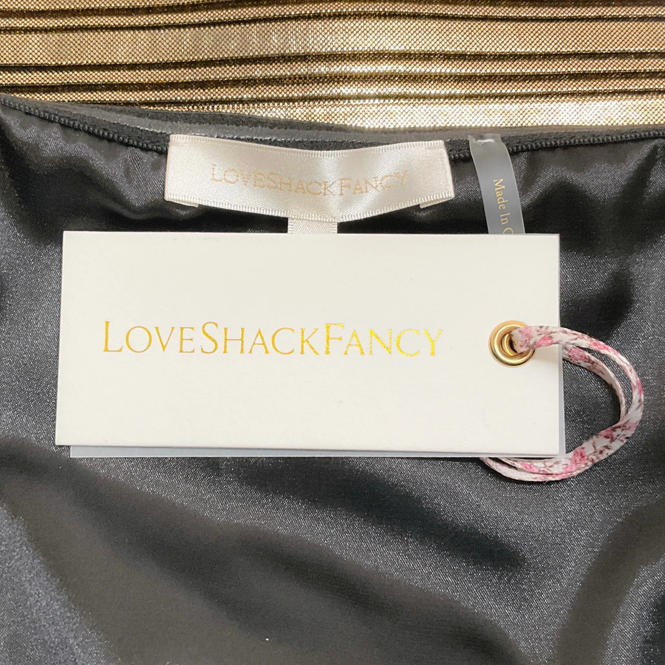 Love Shack Fancy Gold Thompson Bodycon Dress