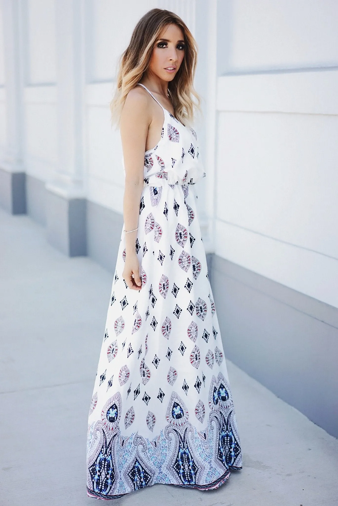 Lust Me Patterned Maxi - White