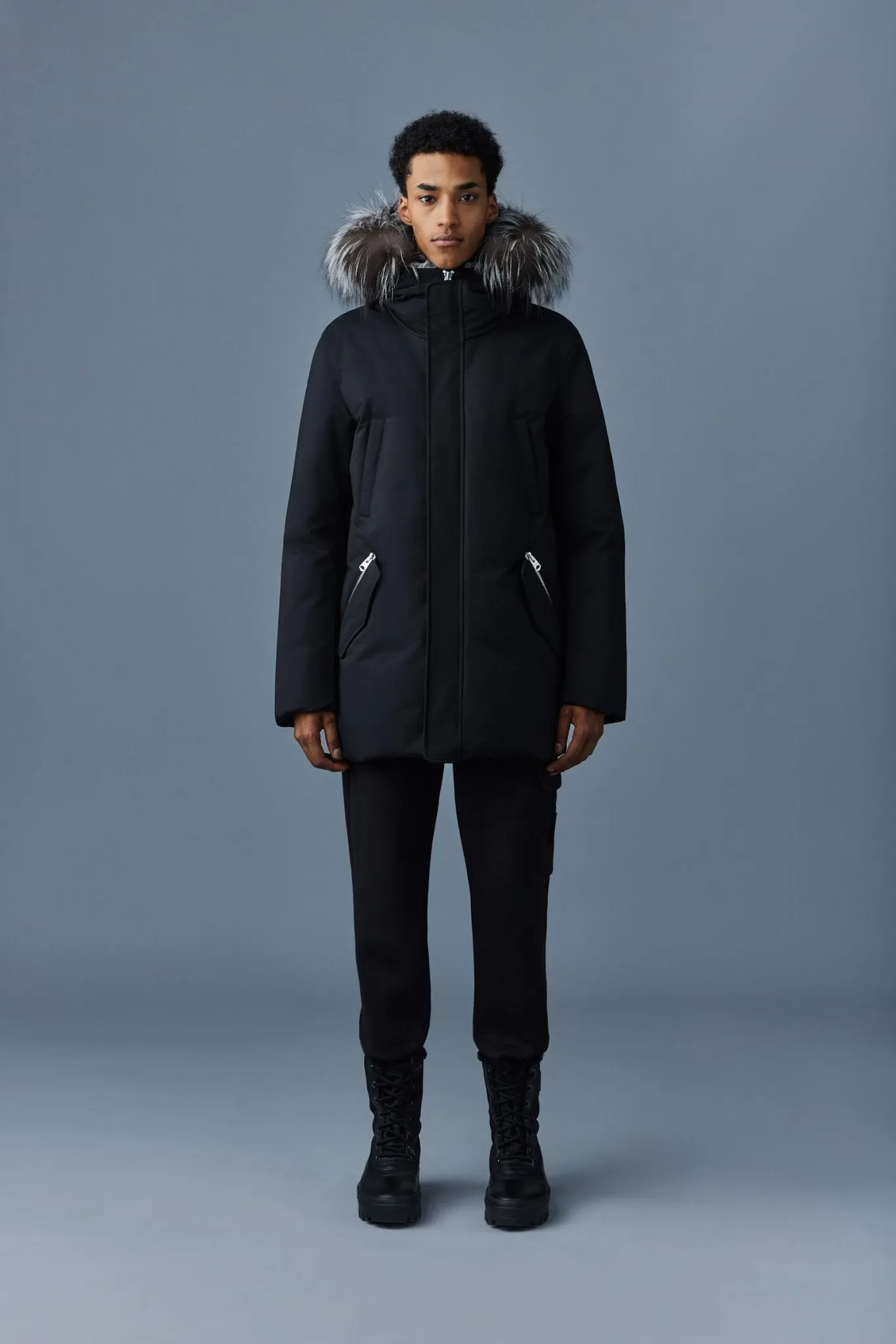 MACKAGE EDWARD-X - 2-in-1 Down Parka With Hooded Bib And Silver Fox Fur