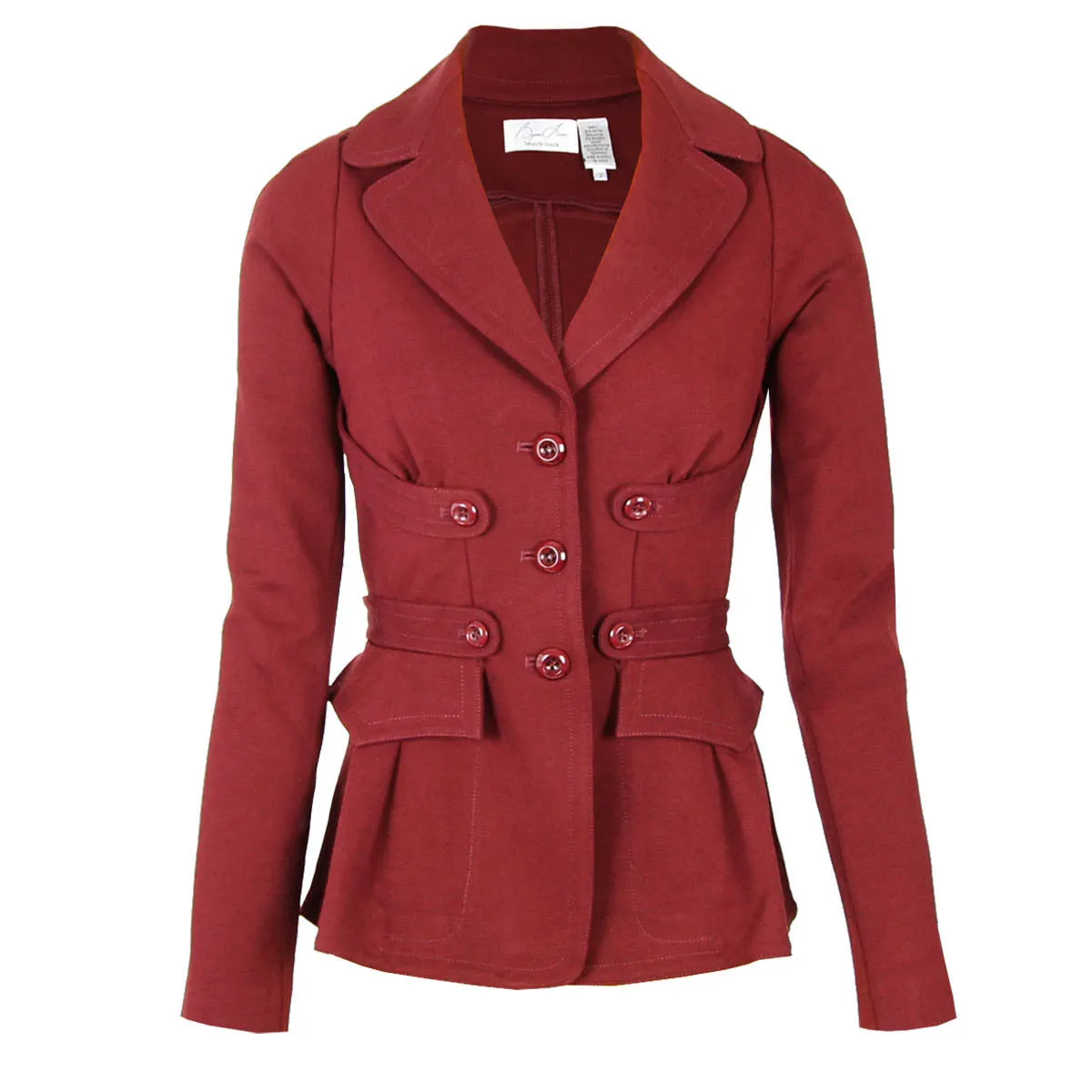 Maroon Stretch Ponte Peplum Blazer