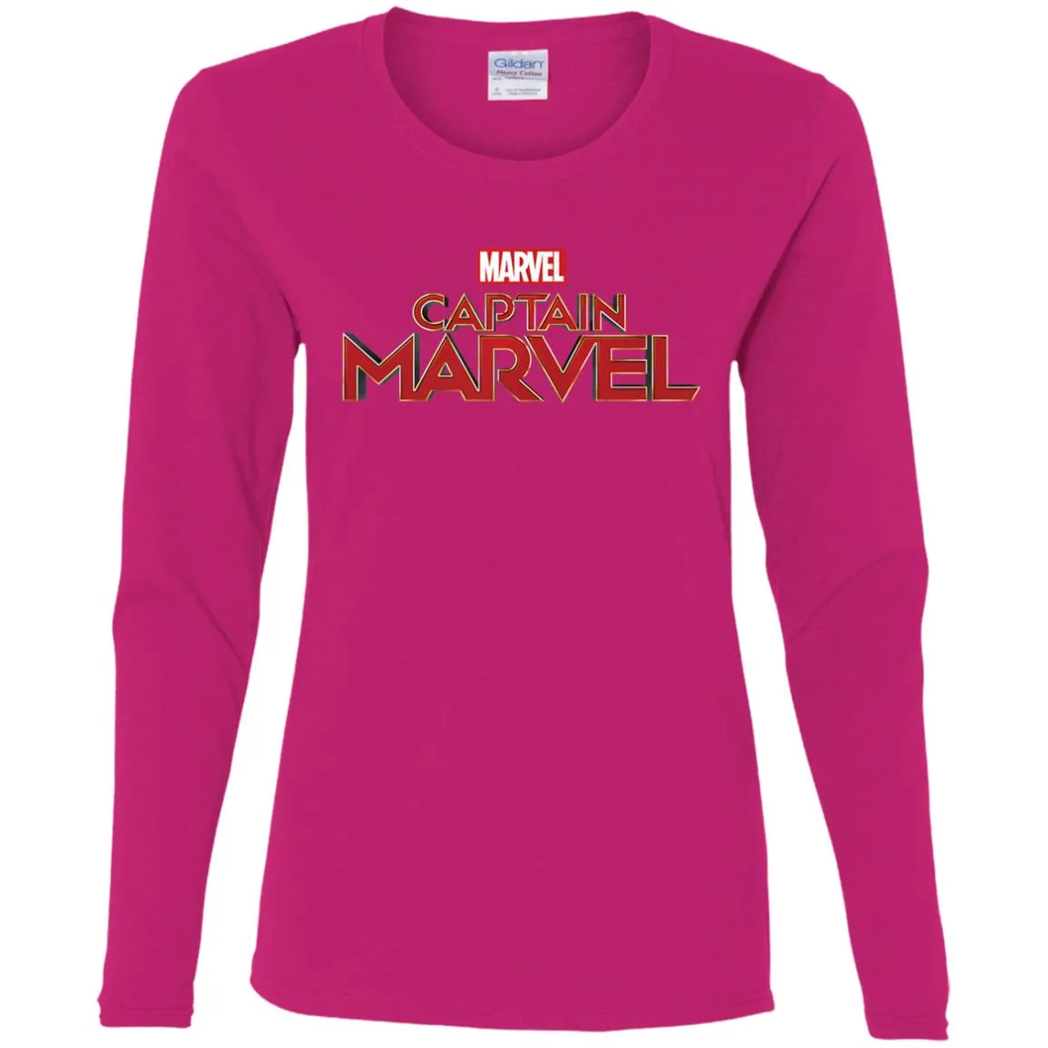 Marvel Captain Marvel Movie Logo Red Women Long Sleeve Shirt