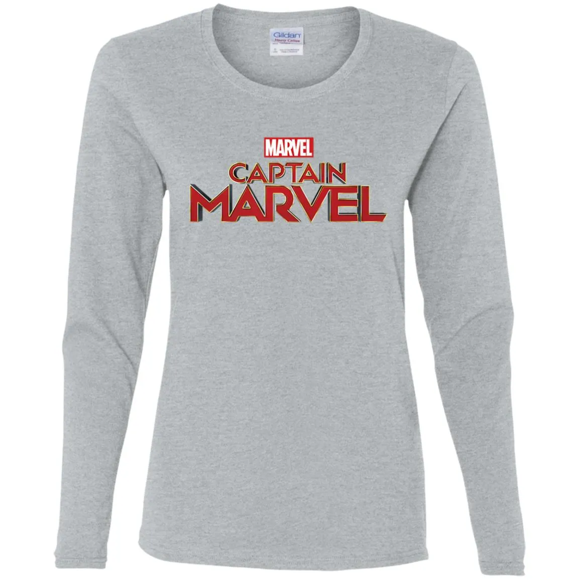 Marvel Captain Marvel Movie Logo Red Women Long Sleeve Shirt