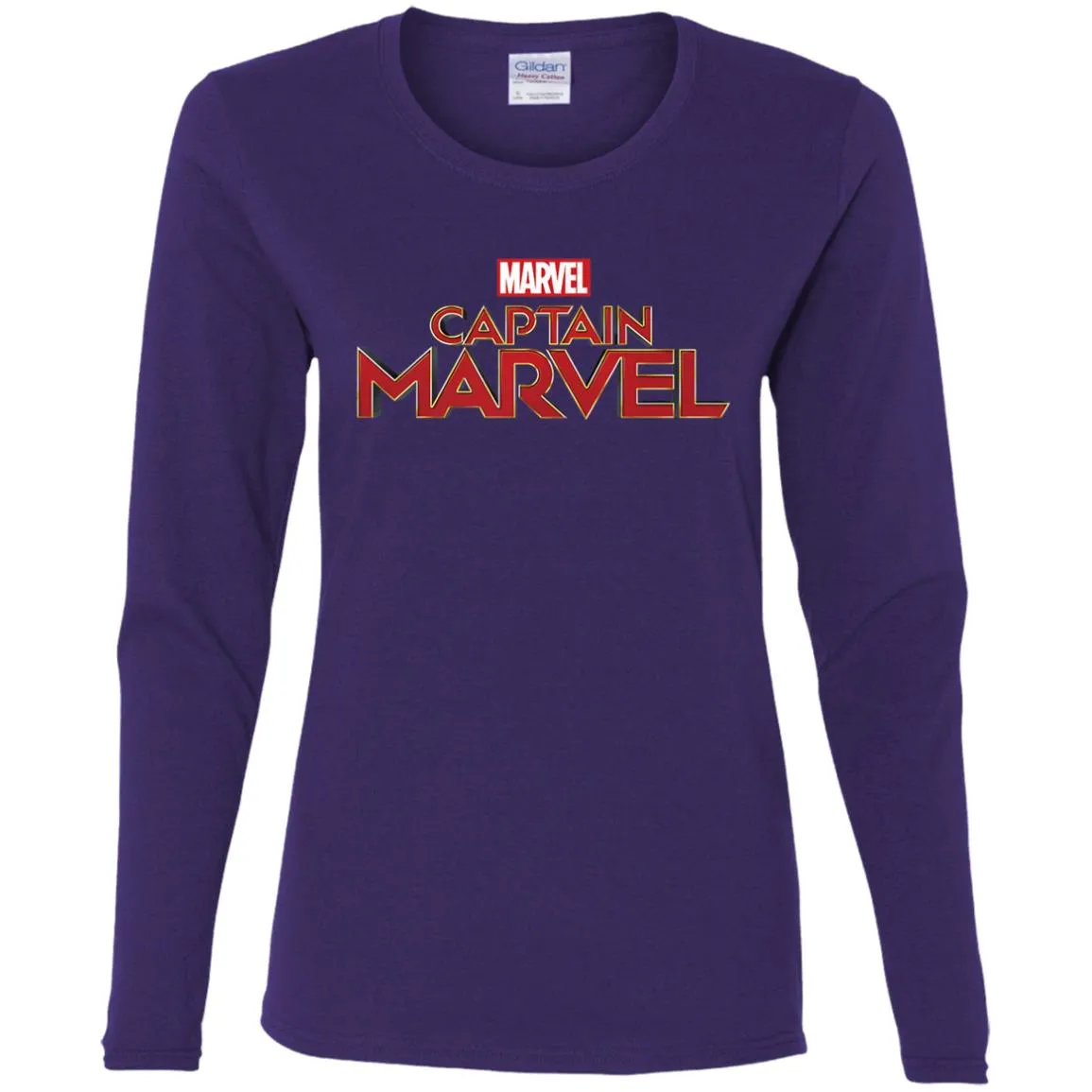 Marvel Captain Marvel Movie Logo Red Women Long Sleeve Shirt