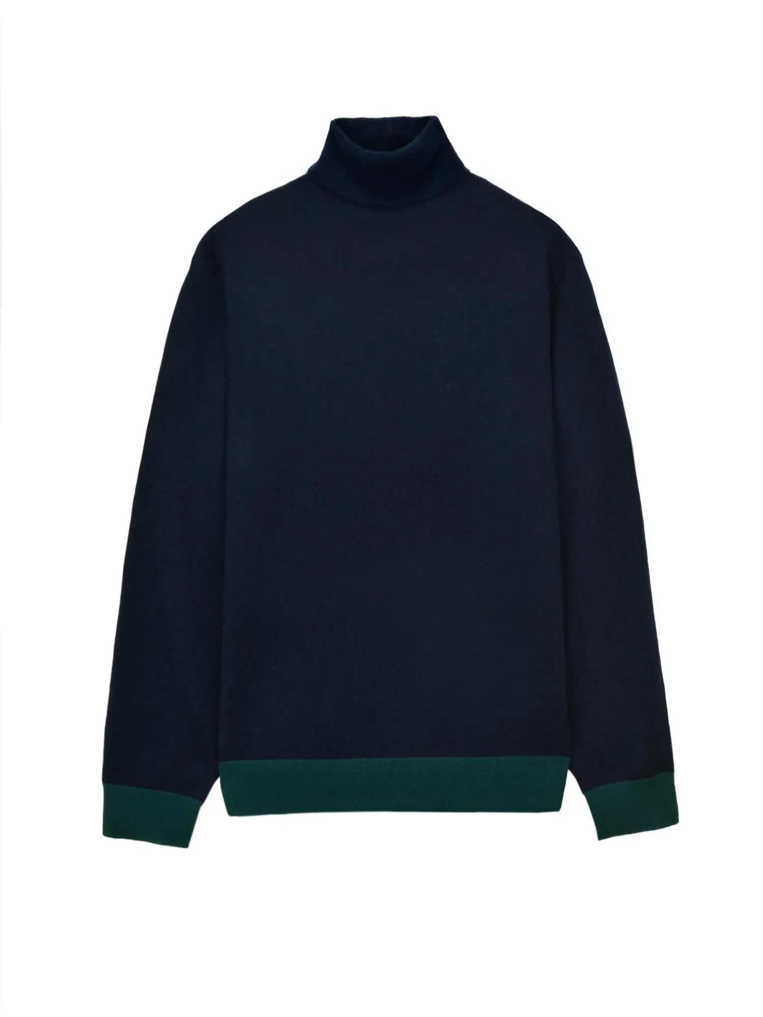 Men Turtleneck Sweater_CB_Dark Navy/Deep Green