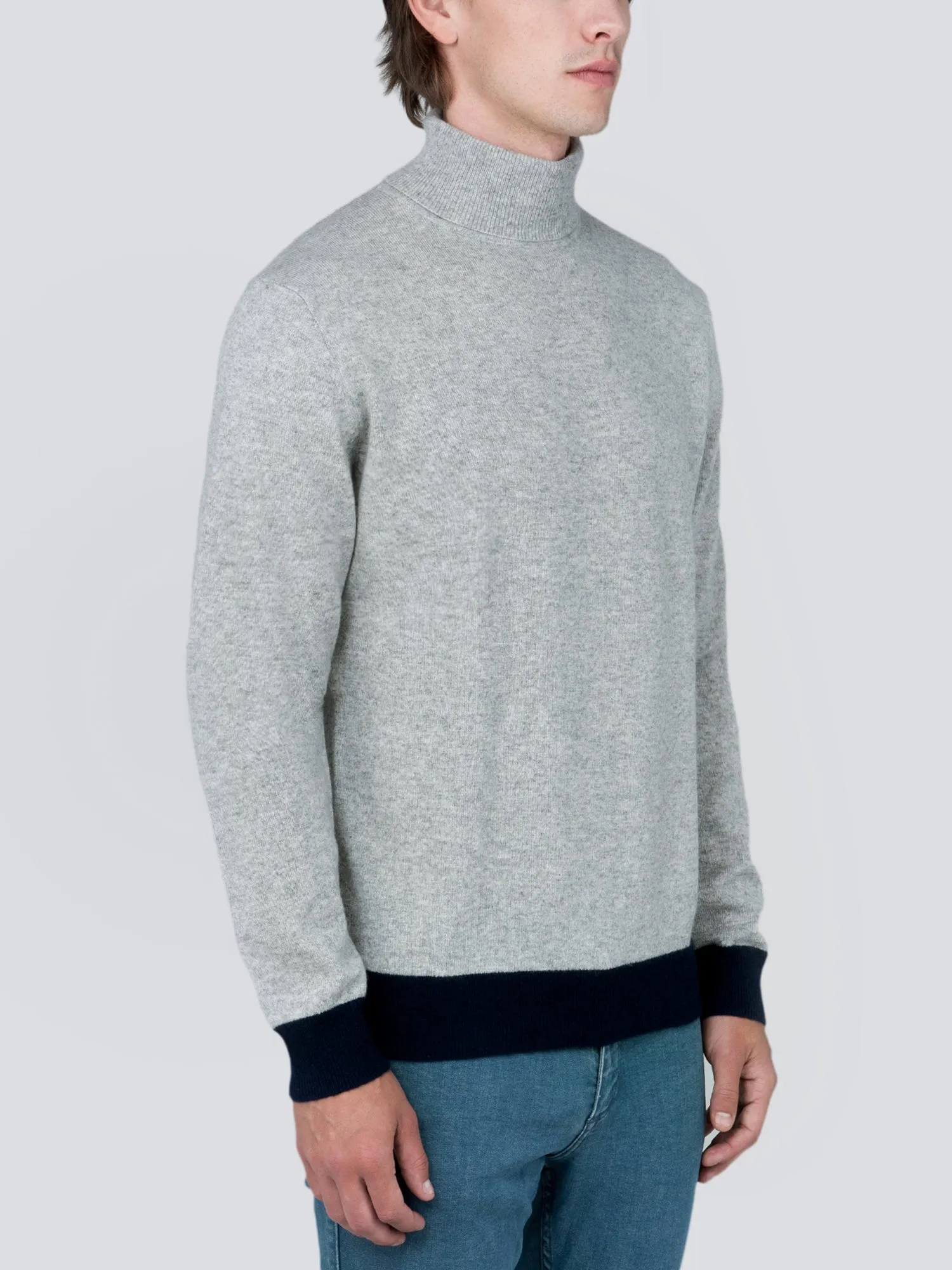 Men Turtleneck Sweater_CB_Light Grey/Navy