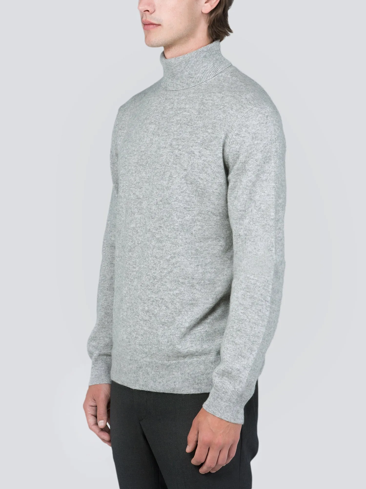 Men Turtleneck Sweater_Light Grey