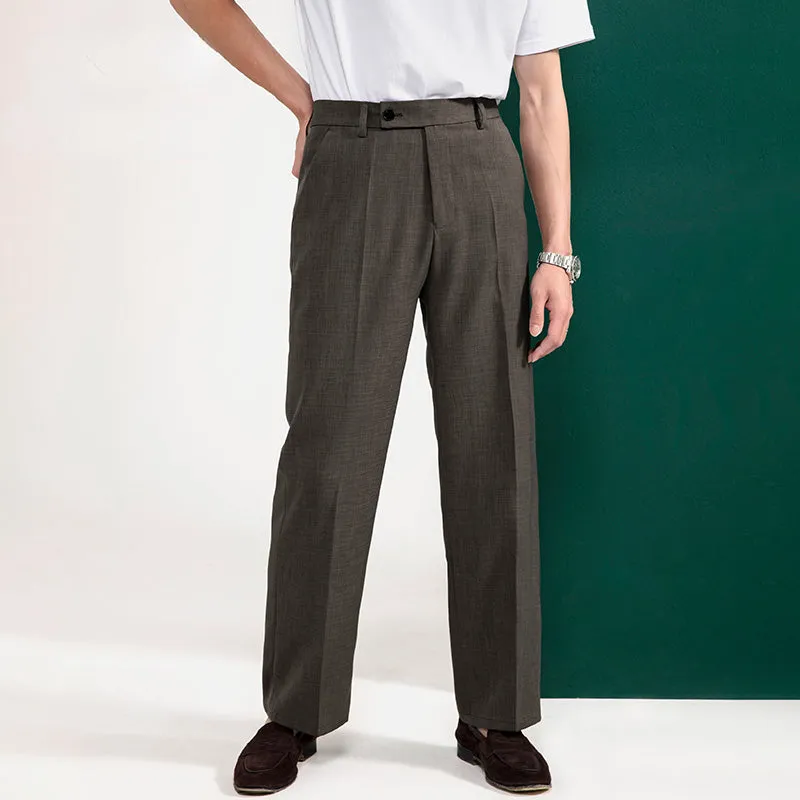 Men's Retro Business Loose Vertical Elastic Waist Pants