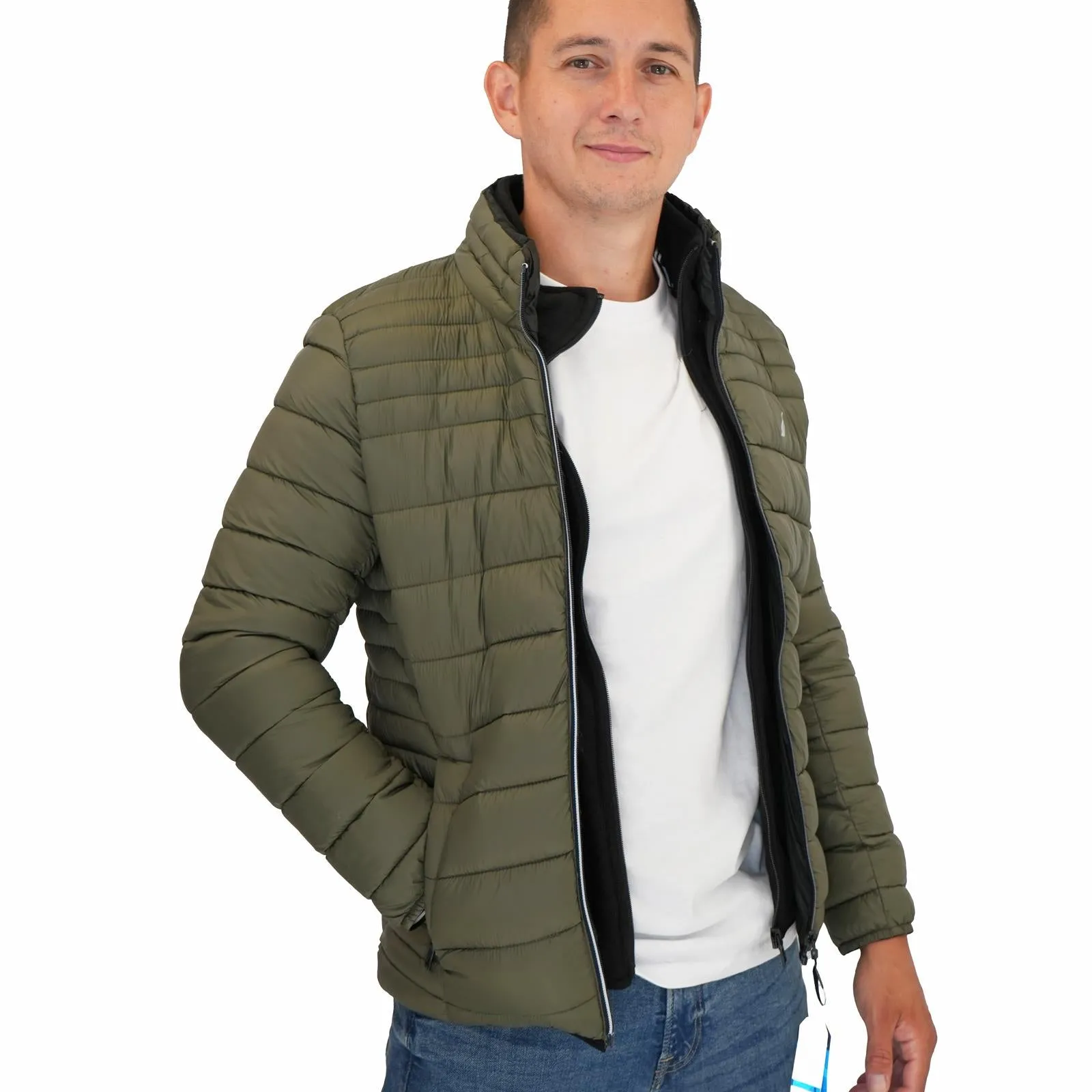 Nautica Performance Double Zip Puffer Jacket Green