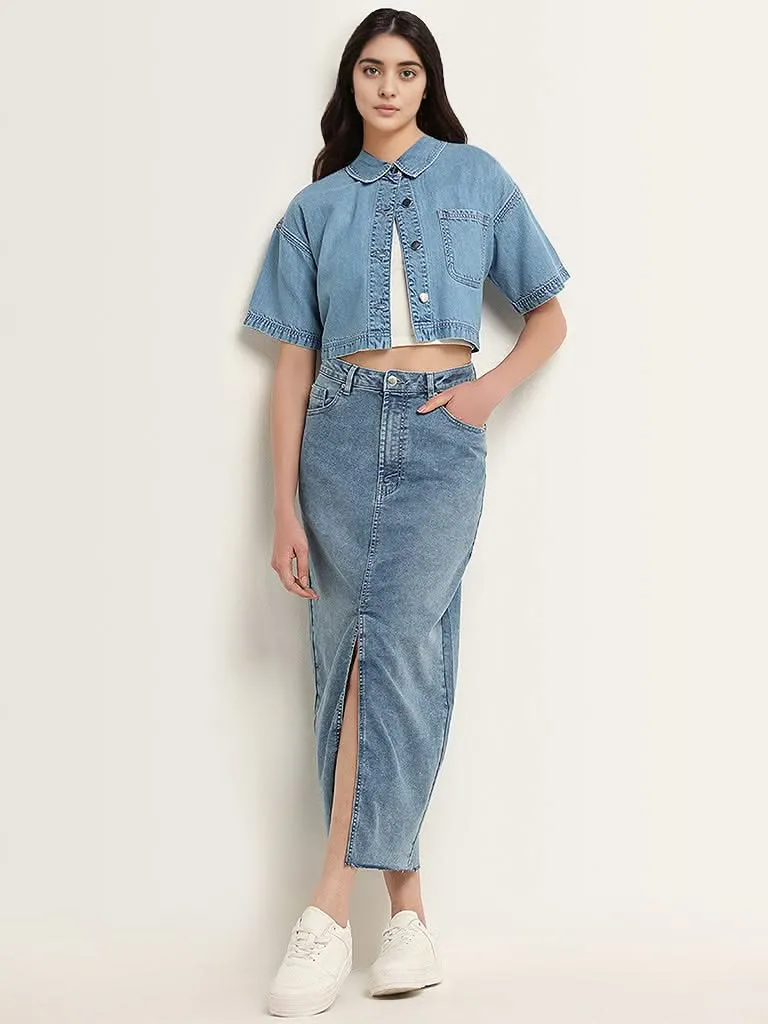 Nuon Blue Midi Denim Skirt