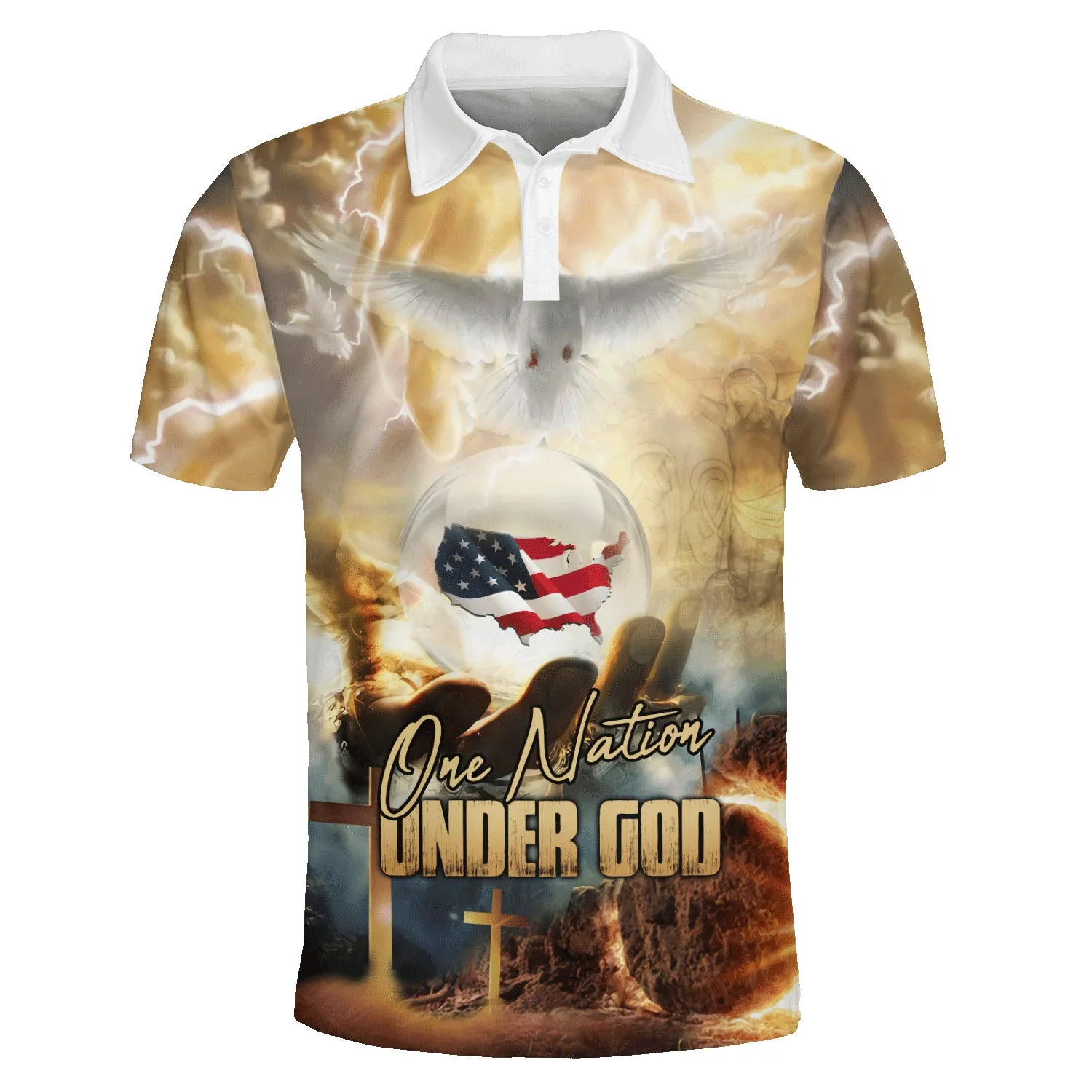 One Nation Under God American Polo Shirt - Christian Shirts & Shorts