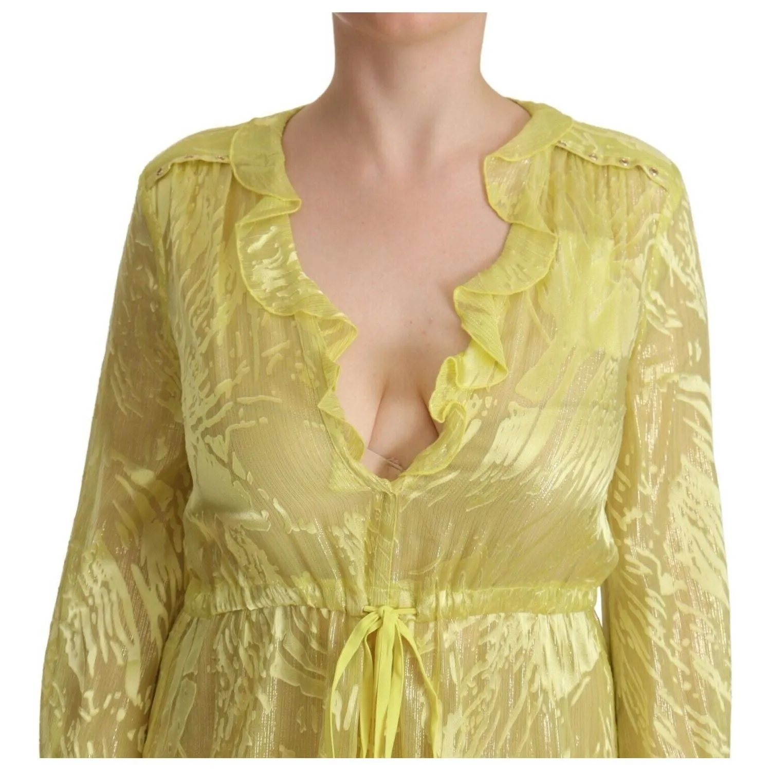 Patrizia Pepe Sunshine Silk Blend Maxi Dress - Long Sleeves & Plunge