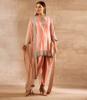 Peach Embroidered Tunic Set