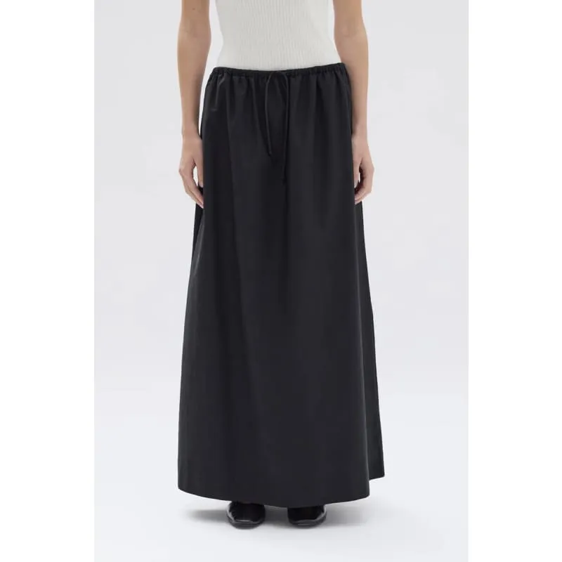 Philipa Poplin Midi Skirt | Black