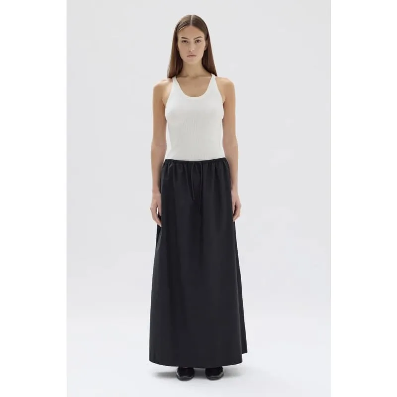 Philipa Poplin Midi Skirt | Black