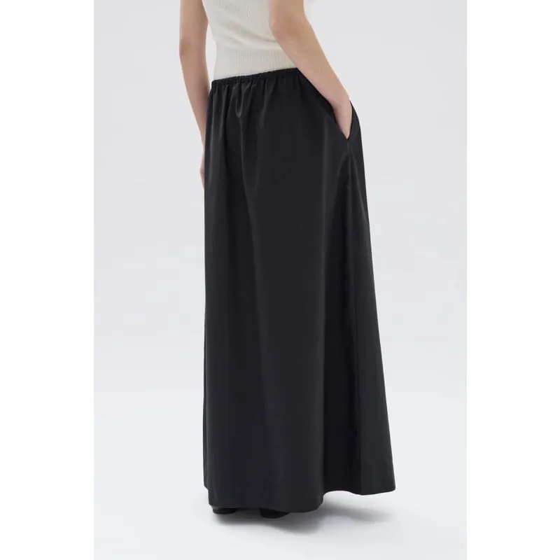 Philipa Poplin Midi Skirt | Black