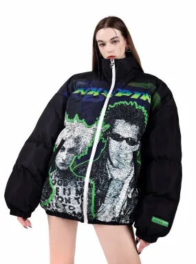 PINKSPINK Punk Icon Puffer Jacket - Black/Green/Blue