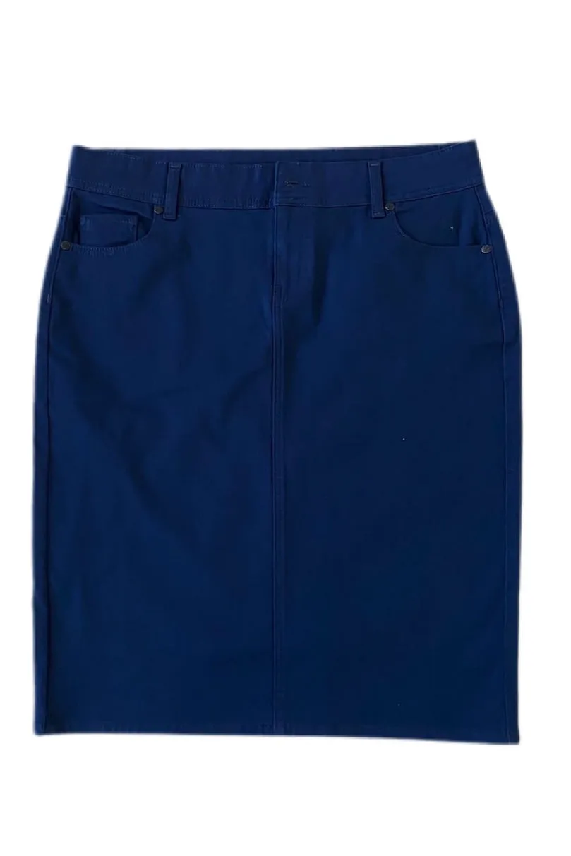 Plus Navy Twill Midi Skirt Style 149/4-10B