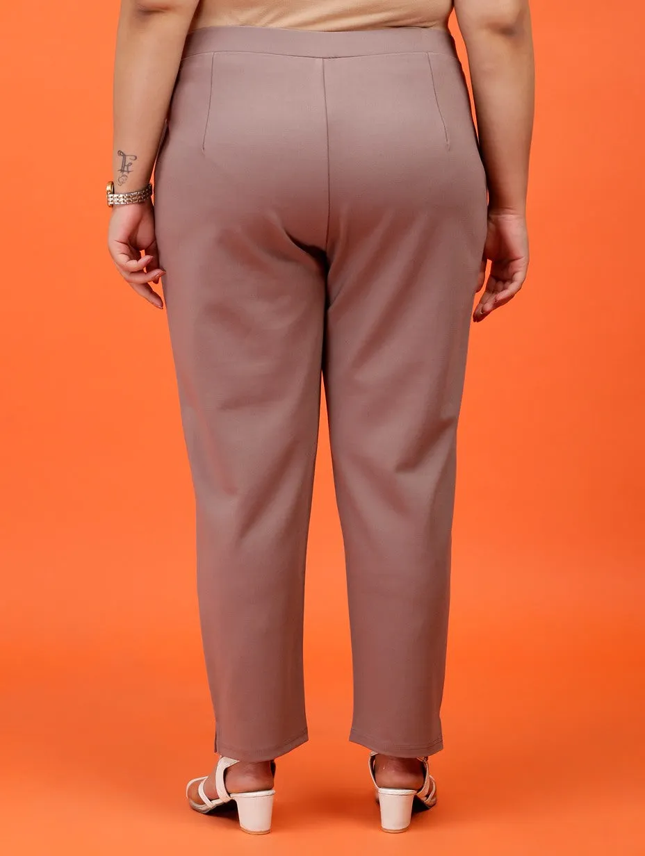 Plus Size Women Light Brown Cigarette Pants