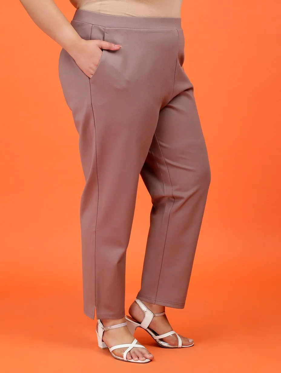 Plus Size Women Light Brown Cigarette Pants