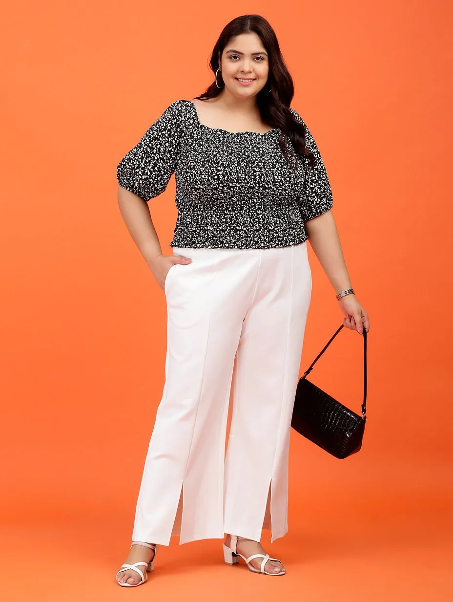 Plus Size Women Off White Boot Cut Trouser