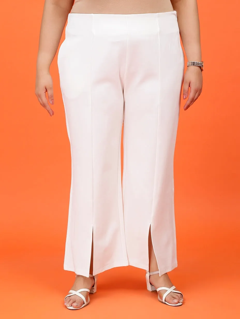 Plus Size Women Off White Boot Cut Trouser